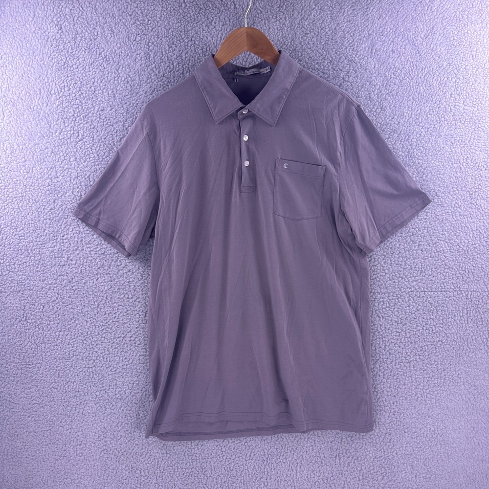 Criquet Mens Pima Cotton Blend Short Sleeve Polo Shirt Gray Large